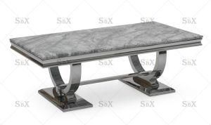 Arianna Stainless Steel Coffee Table with Grey Artificial Marble Top