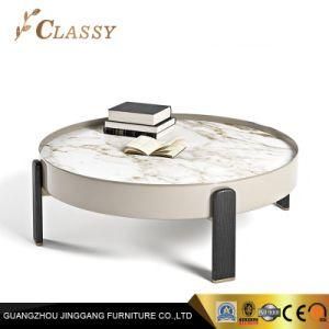 Rounded Marble Top Coffee Table Wooden Table