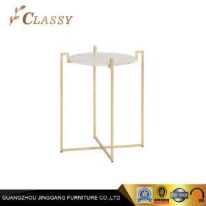 Hotel Bedroom Round Marble Top Corner Side Table with Solid Base