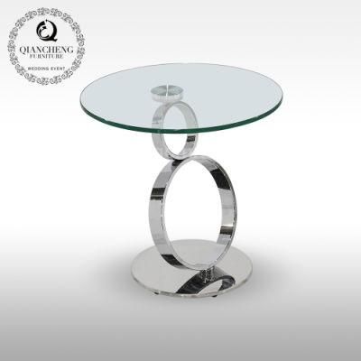 Modern Design Stainless Steel Round Glass Top Sofa Side Table