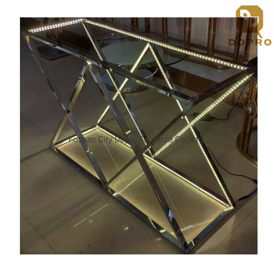 2020 New Design Modern Metal End Table with LED Light for Home and Hotel Use