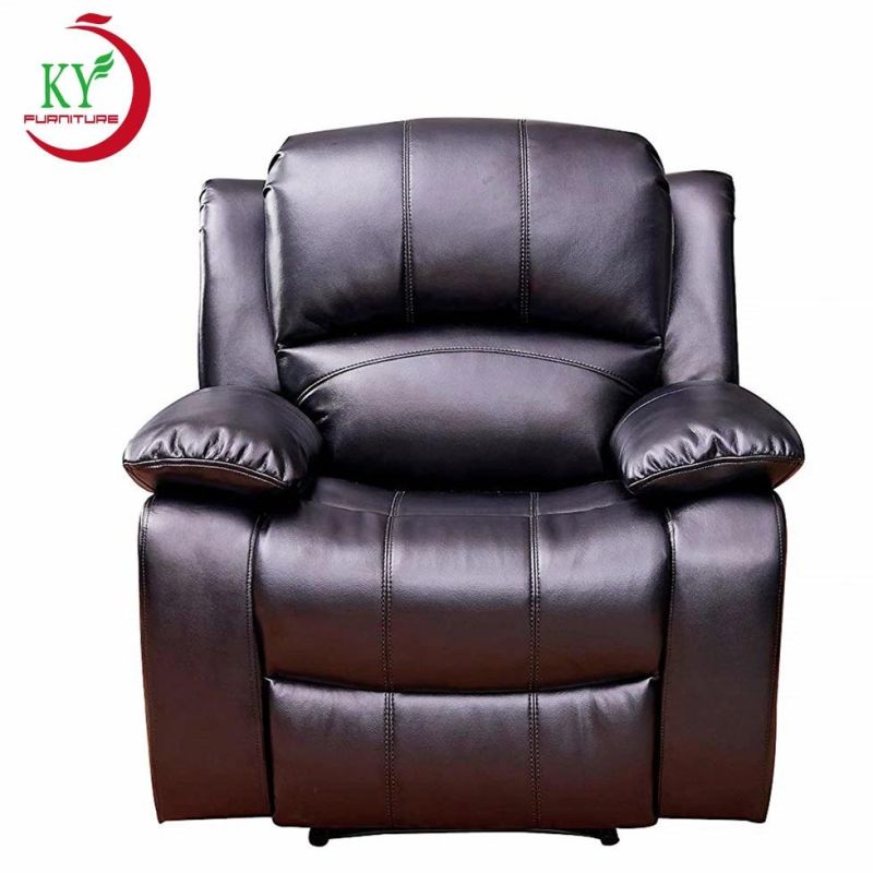 Jky Furniture Luxury Design Top Grain Leather Manual Recliner Sofa Set for (3+2+1) with Over-Filled Cushion and Customizable Drop Down Table