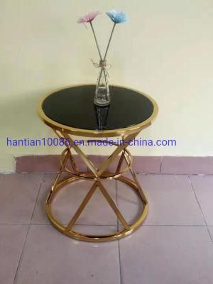 Small Round Play Table Black Glass Table Corner Table Gold Side Table