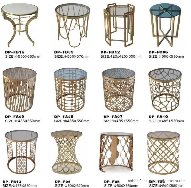 Golden Openwork Pattern Round End Table