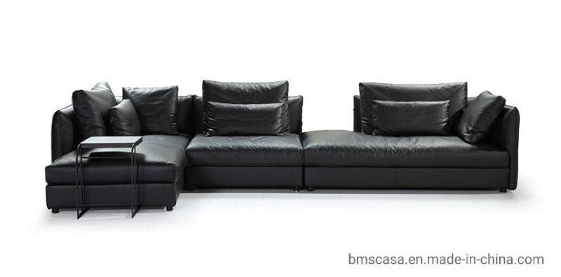 China Home Furniture Modern Living Room High-End Sectional Italy Leather Sofa