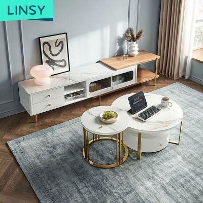 Linsy Living Room Modern White Coffee Table TV Stand Kr1m