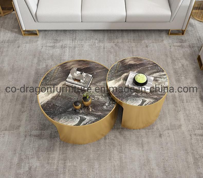 Modern Luxury Marble Top Double Coffee Table for Home Furniture