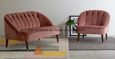 Best Sell Vintage 2 Seater Sofa Old Rose Velvet