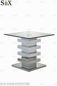 Living Room Furniture Modern High Quality Stainless Steel End Table Glass Top Side Table