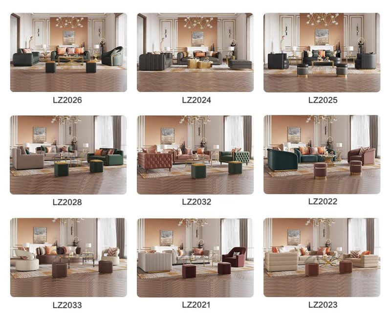 Dubai Furniture Leisure Chair Loveseat Genuine Leather Luxury Designer Sofa Set