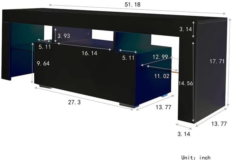 Modern Style TV Stand TV Cabinet Console Table with LED Light for Living Room