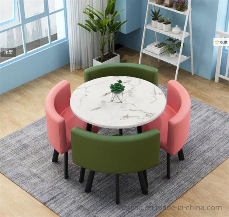 Hotel New Design Wood White Dining Room Furniture Set 4 6 8 Chairs Wooden Marble Top Restaurant Coffee Table and Chair