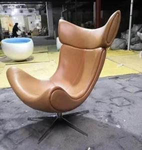 Leisure Living Room Luxury Fiberglass Lounge Chair Designer Leather Accent Modern Imola Lounge Armchair with Swivel Function