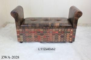 Kd Antique PU Long Bench Ottoman