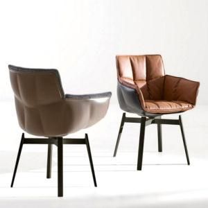 Modern Design Living Room Furniture Fiberglass Chair Comfortable Swivel Dining Husk Armchair with Metal Legs