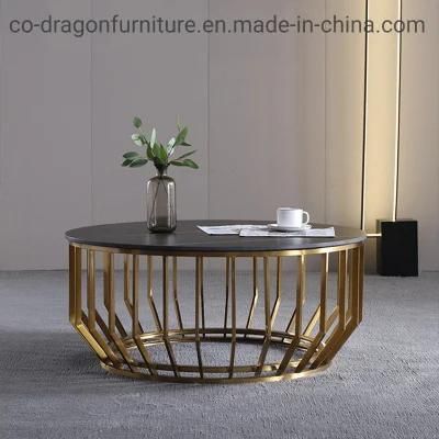 Modern Furniture Stainless Steel Round Coffee Table with Marble Top