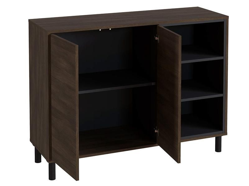 Home Porch Modern Simple Steel-Wood Three-Compartment Storage Cabinet with Doors 0352