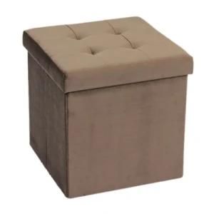 Knobby Customized Velvet Folding Ottoman Storage Chair and Stool Square Padded Seat Cover Foldable Ottoman Storage Stool