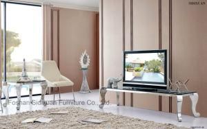 Modern Stylish Stainless Steel Glass Top Rectangle TV Stand
