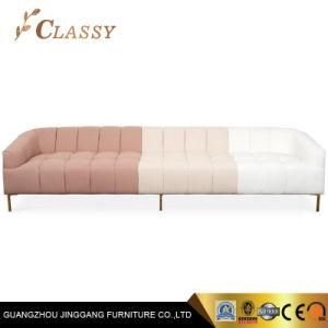 Lovely Pink and White Sofa Set with Brass Legs for Hotel Bedroom