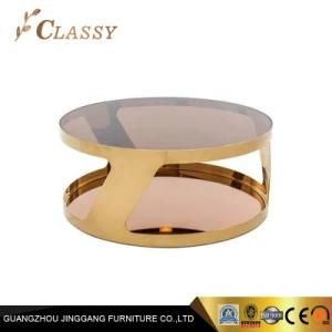 Modern Home Living Room Gold Metal Sheet Mirrored Based Simple Coffee Side Table