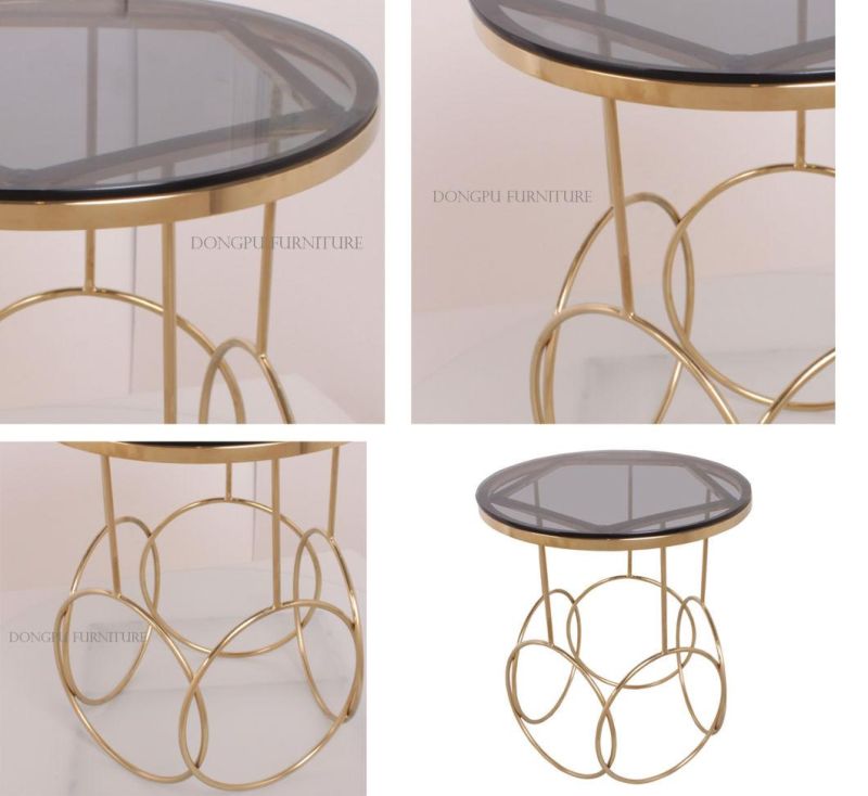 Modern Circle Design Small Garden Gold Side Table for Home and Hotel