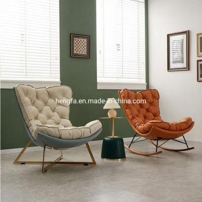Modern Living Room Stainless Steel Metal Furniture Leisure Leather Chair