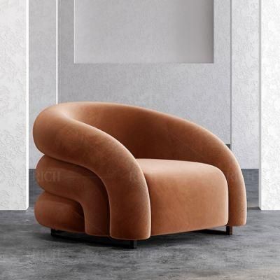 Modern Creative Luxury Style Furniture Velvet Fabric Tub Accent Sofa Chair Nordic Design Piping Living Room Leisure Armchair