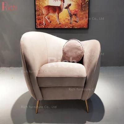 Gold Metal Legs Accent Sofa Chair Pink Velvet Fabric Living Room Furniture Leisure Armchair