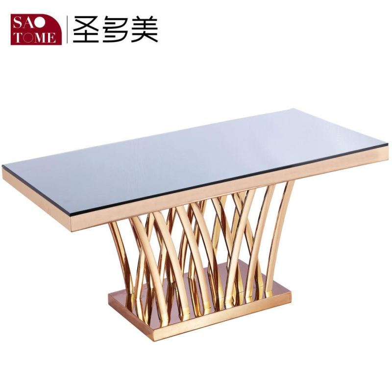 Simple Style Metal Glass Top End Table for Living Room