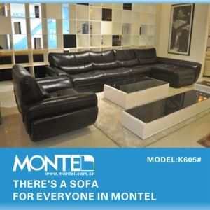 Modern L Shape Black Leather Sofa Set