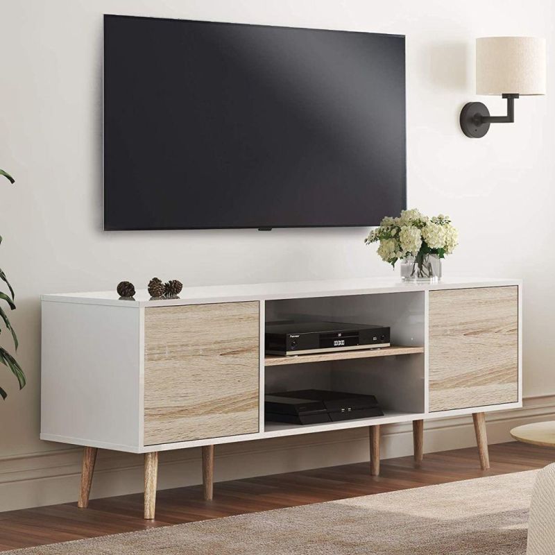 Combination of Modern Minimalist TV Cabinet with MDF Solid Wood Legs
