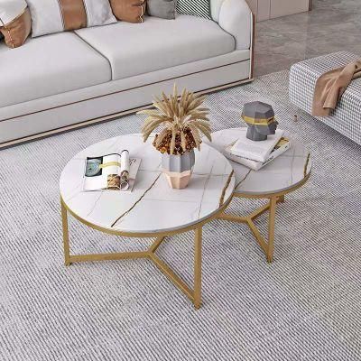 Modern Luxury Tea Table Golden Stainless Steel Coffee Table with MDF Top