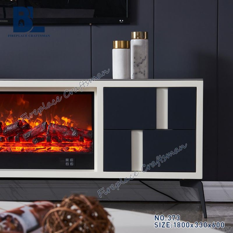 Modern Freestanding Fireplace Mantel Shelf TV Entertainment Center Stand with Wood Burning Insert