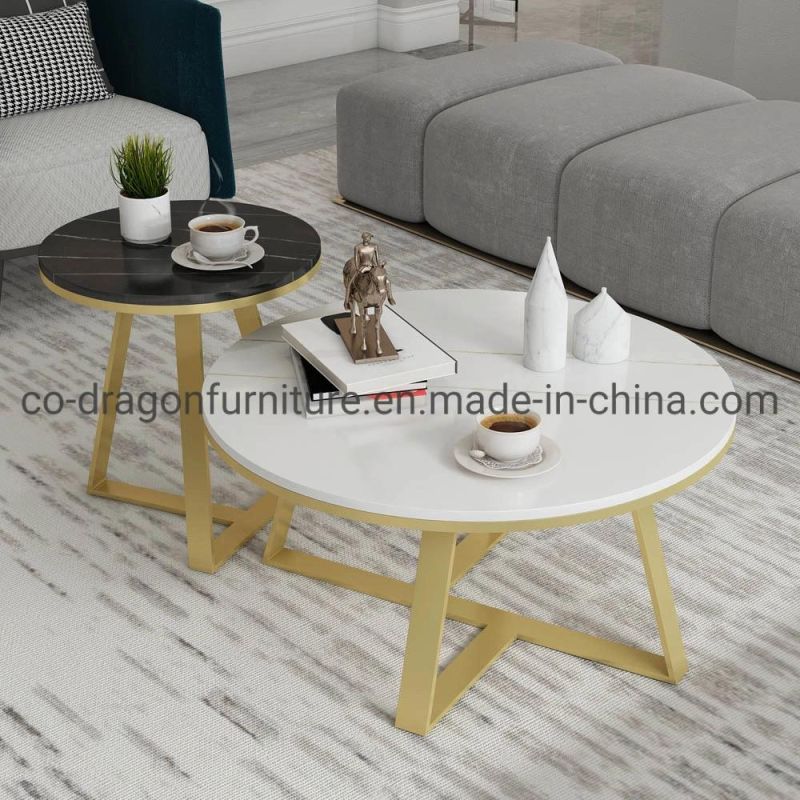 Luxury Home Furniture Stainless Steel Side Table with Marble Top