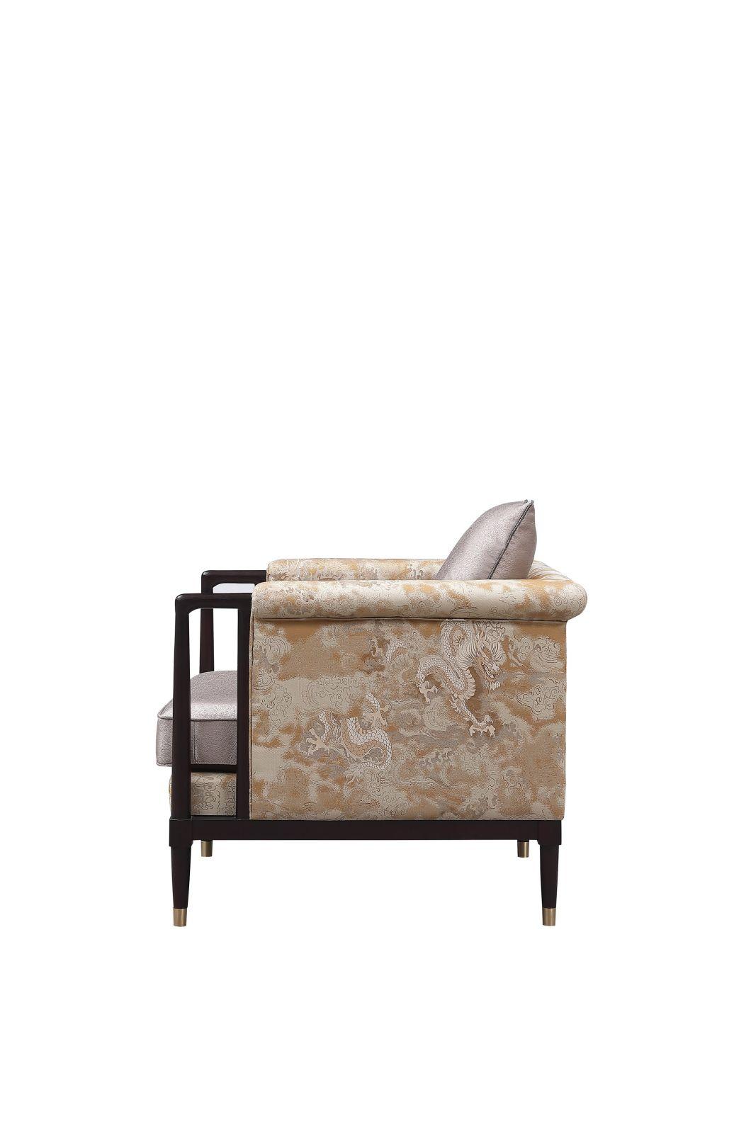 Hotel Lobby Furniture Modern Chinese Desing Wooden Fabric Sofa Set