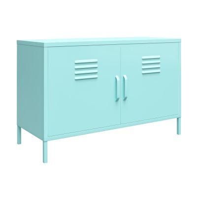 Executive 2 Door Metal Locker Accent Cabinet Iron TV Stand