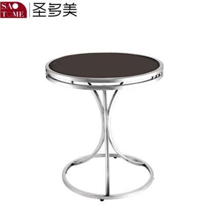Hot Selling Stainless Steel Black Glass Round End Table
