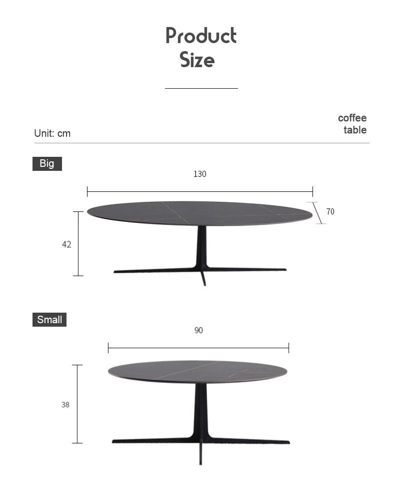 Contemporary Furniture Marble Top Nesting Side Table with Iron Frame