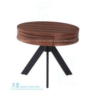 Modern Metal Frame Round Wooden Top Coffee Table (HW-9008T)