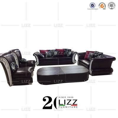 Vintage European Style Modular Living Room Furniture Set Leisure Chesterfiled Italian Leather Sofa