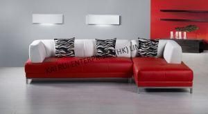 Red White PVC Arm Modern Sofa