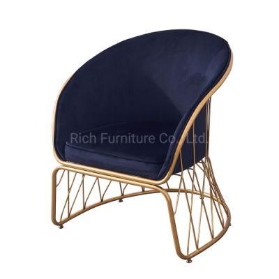 Modern Golden Stainelss Steel Chair Black Velvet Cover Leisure Sofa Chair