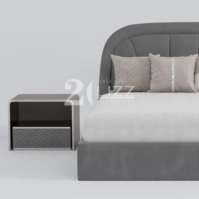 Senior Grey Velvet Fabric Modern Leisure Hotel Home Furniture Set European Simple Bedroom Bed