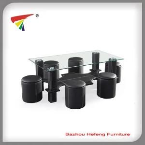 Leather &amp; Glass New Style Glass Coffee Table (CT109)