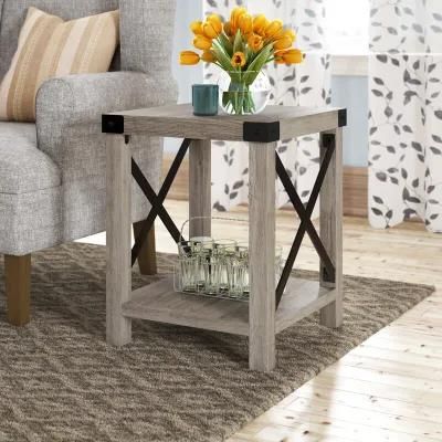 X Design Wood &amp; Metal Frame Gray Wash Home Furniture Set Coffee Tables Living Room Furniture