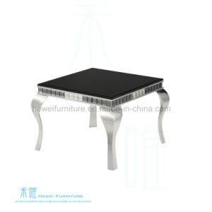 Modern Square Tempered Glass Metal Coffee Table (HW-1500T)