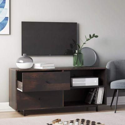 Brown+Wooden Oak Finished TV Stand for Living Room