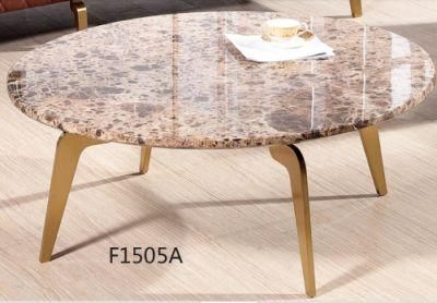 Modern Home Furniture with Stainless Steel Frame and Nature Marble Top Coffee Table