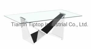 Simply Design Coffee Table Living Room Furniture Table Stainless Steel Base Glass Coffee Table